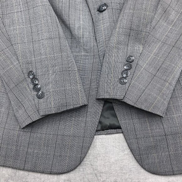 Stafford Executive Blazer Men 40 Black White Windowpane Plaid Hartmarx‎ Wool VTG - Picture 3 of 13